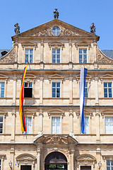 Image showing historic building in Bamberg Germany with flags