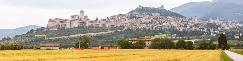 Image showing Assisi in Italy Umbria golden field panorama