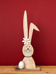 Image showing a sweet easter bunny figure with an egg