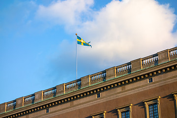 Image showing swedish flag on the palace Stockholm