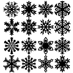 Image showing Set snowflakes icons on white background, illustration