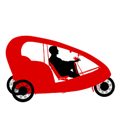 Image showing Silhouette of a tricycle male on white background