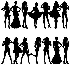 Image showing Beautiful fashion girl silhouette on a white background