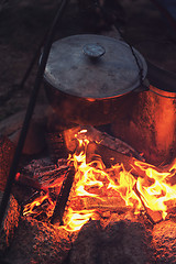 Image showing guitar near the campfire