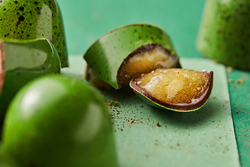 Image showing green chocolate candy with jelly