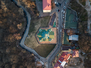 Image showing Edifice of St Andrew\'s Church in Kiev city view from above