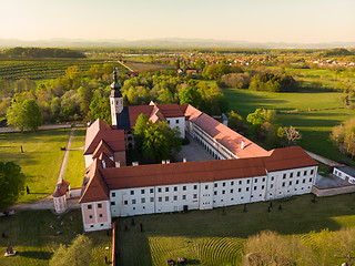 Image showing Aerial view of Cistercian monastery Kostanjevica na Krki, homely appointed as Castle Kostanjevica, Slovenia, Europe