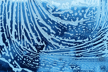 Image showing Soap foam pattern on glass