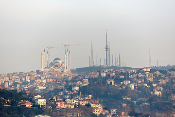 Image showing Istanbul Camlica Mosque or Camlica Tepesi Camii under construction. Camlica Mosque is the largest mosque in Asia Minor. Istanbul, Turkey.