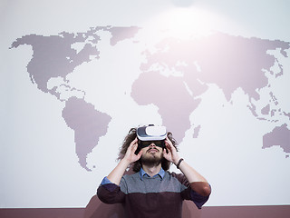 Image showing businessman using VR-headset glasses of virtual reality