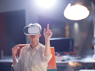 Image showing businesswoman using VR-headset glasses of virtual reality