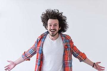 Image showing man standing with open arms isolated on a white