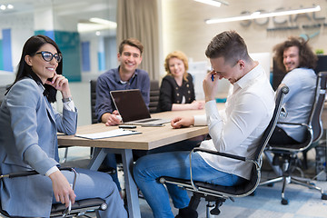 Image showing Startup Business Team At A Meeting at modern office building