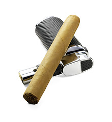 Image showing cigar and lighter