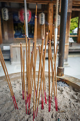 Image showing incense sticks in Kinkaku-ji temple, Kyoto, Japan