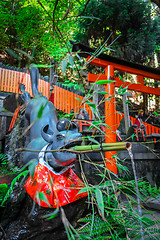 Image showing Fox purification fountain at Fushimi Inari Taisha, Kyoto, Japan