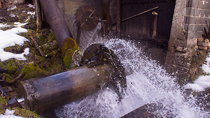 Image showing Rural landscape with old watermill in woods