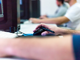 Image showing Closeup of Graphic Designer Working at Workplace