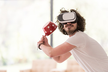 Image showing man using VR-headset glasses of virtual reality