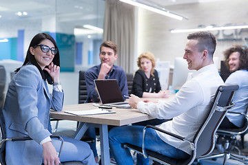 Image showing Startup Business Team At A Meeting at modern office building