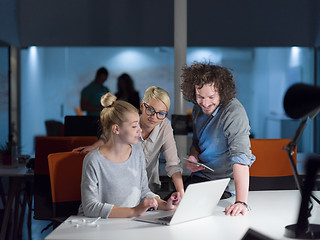 Image showing designers in the night startup office