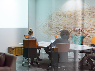 Image showing startup business team using virtual reality headset