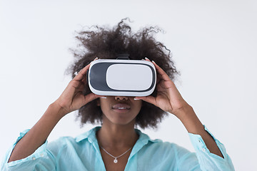 Image showing black girl using VR headset glasses of virtual reality