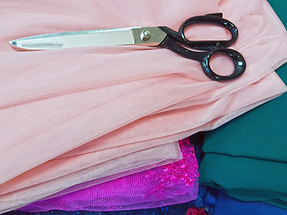 Image showing Scissor in a dress factory