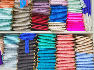 Image showing Traditional lace fabric for sale, in the market