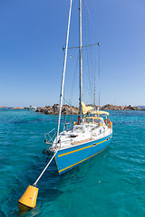 Image showing Colorful sailing boat in Maddalena Archipelago, Sardinia, Italy.