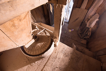 Image showing interior of retro wooden watermill