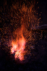 Image showing Traditional blacksmith furnace with burning fire