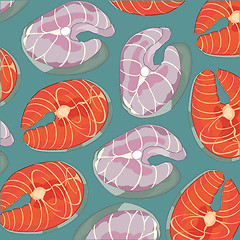 Image showing Meat of fish decorative pattern on gray background