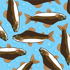 Image showing Vector illustration of valuable fish salmon and bubble air