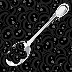 Image showing Background from black roe and tablewear spoon