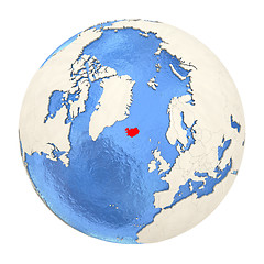 Image showing Iceland in red on full globe isolated on white