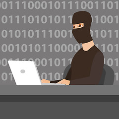 Image showing Hacker using laptop to steal information.