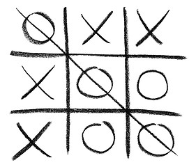 Image showing Hand-drawn tic-tac-toe game