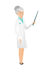 Image showing Senior caucasian doctor holding pointer stick.