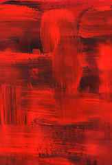 Image showing Red oil painting, brush strokes texture