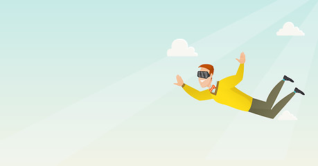 Image showing Businessman in vr headset flying in the sky.
