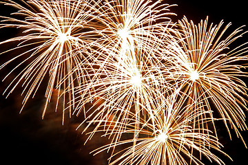 Image showing Golden firework bursts