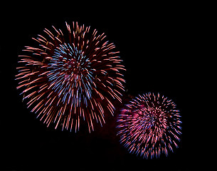 Image showing Beautiful purple fireworks