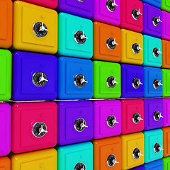 Image showing Many colorful safes. 3d render