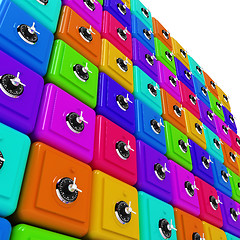 Image showing Many colorful safes. 3d render