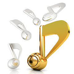 Image showing Gold music notes. 3d render