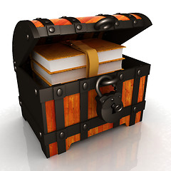 Image showing Leather Books in a Chest. 3d render