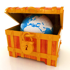 Image showing Earth in a chest. 3d illustration