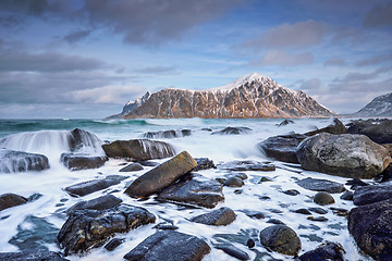 Image showing Rocky coast of fjord in Norway