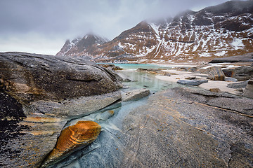 Image showing Rocky coast of fjord in Norway